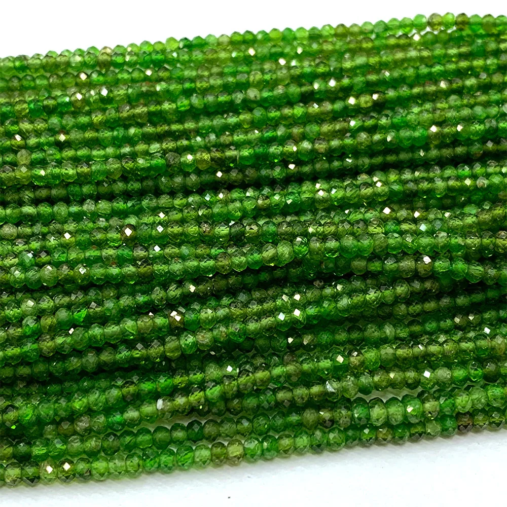 Veemake Natural Diopside Faceted Round Rondelle Edge Cube Coin Disc Beads For Jewelry Making DIY Necklace Bracelets Earrings 2