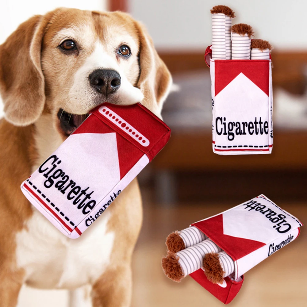 Funny Cigarettes Dog Toy Imitation Cigar Chew Toy Interactive Plush Dog Chew Toy Funny Stuffed Dog Toys Novelty for Chewing 4