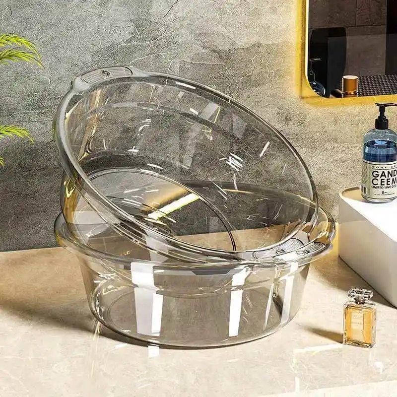 Transparent Kitchen Sink Laundry Basin Hanging Foot Bath Buet Plastic Household Items Easy to Clean Face Waing Basin
