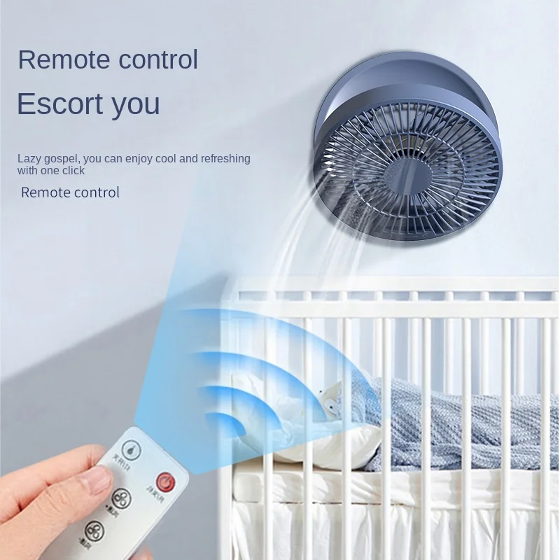 2023 New Fan With Remote Control Portable Wall-hanging Rechargeable Usb Electric Folding Fan Nightlight Air Cooler Household 4