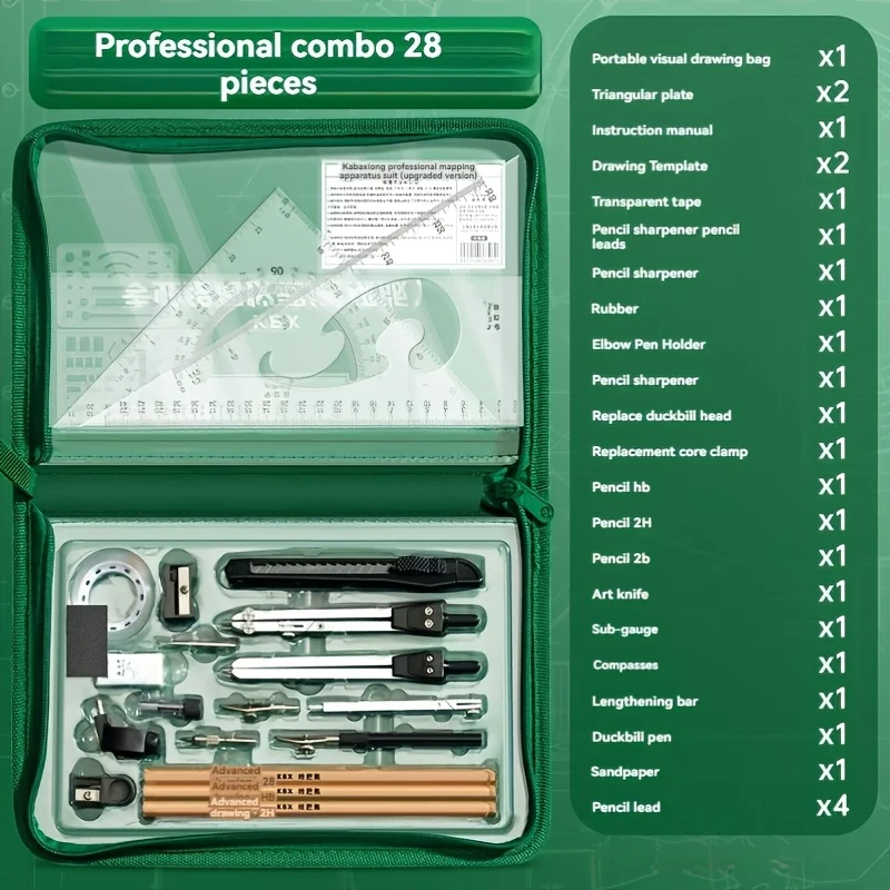 Set di Strumenti da Disegno Avanzati, Utensili in Acciaio Inossidabile, Strumenti di Precisione per Geometria e CAD, Set Multiuso - immagine 3