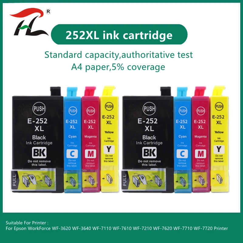 

Compatible 252XL Ink Cartridge T252XL E-252XL 252 XL For Epson WorkForce WF-3620 3640 7110 7210 7610 7620 7710 7720 Printer