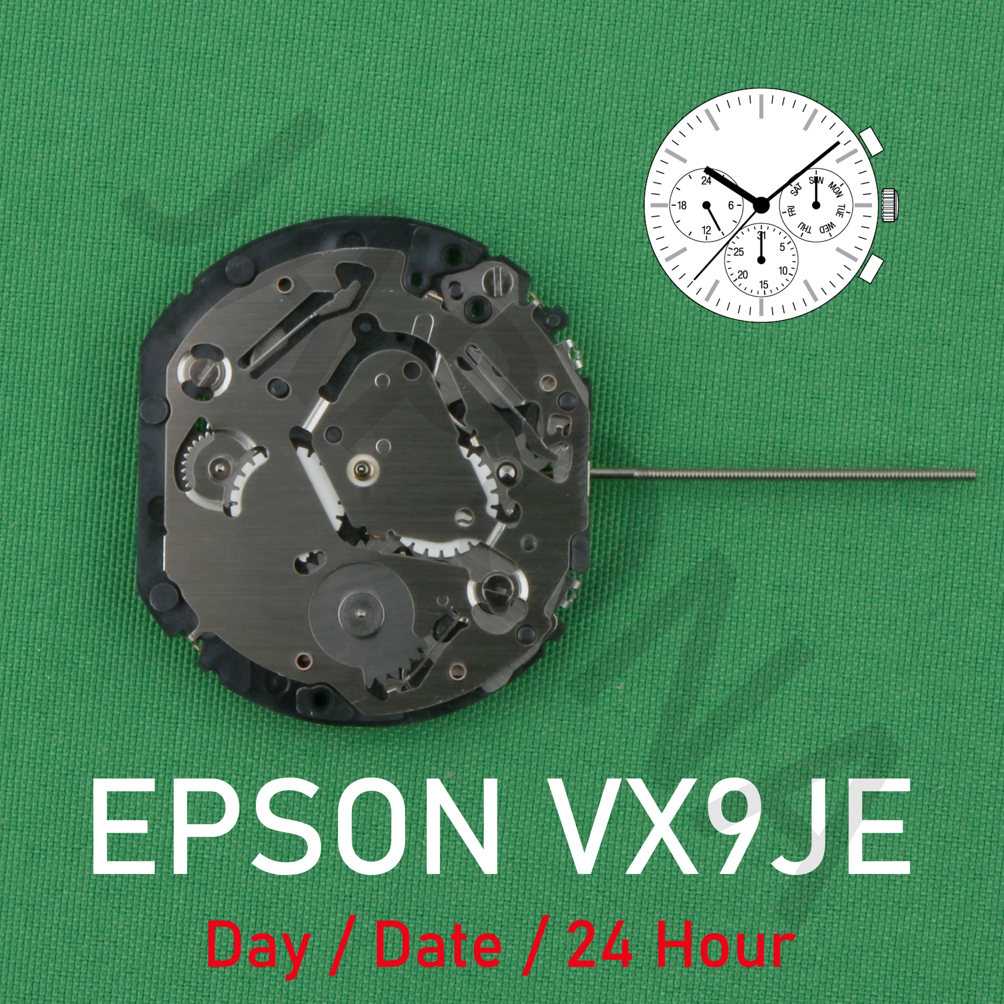 

VX9J MOVEMENT VX9JE MOVEMENT JAPAN MOVEMENT Multi-Function VX9JE 3HANDS WITH 3 EYES Day / Date / 24 Hour 3/6/9