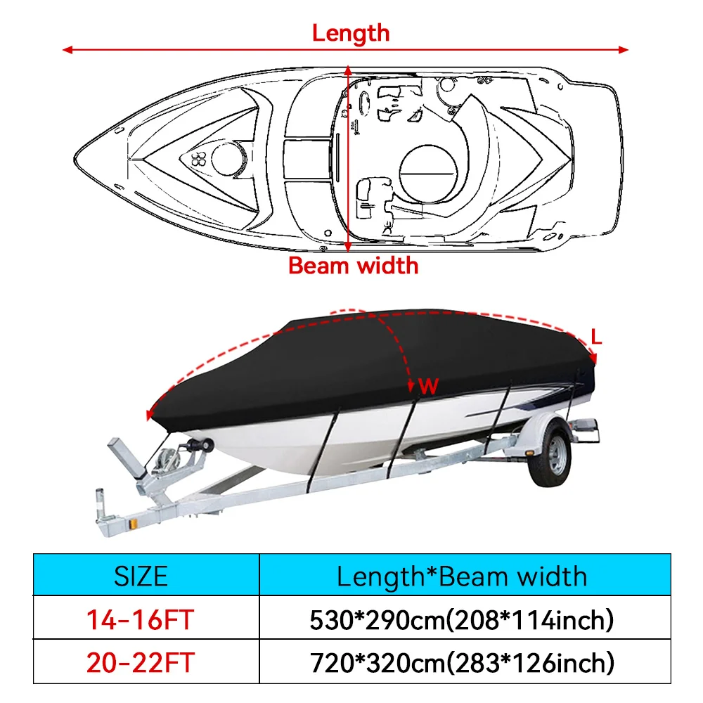 Yacht Boat Cover Anti-UV Waterproof Outdoor Protection Heavy Duty 14-22FT boat cover fishing boat cover