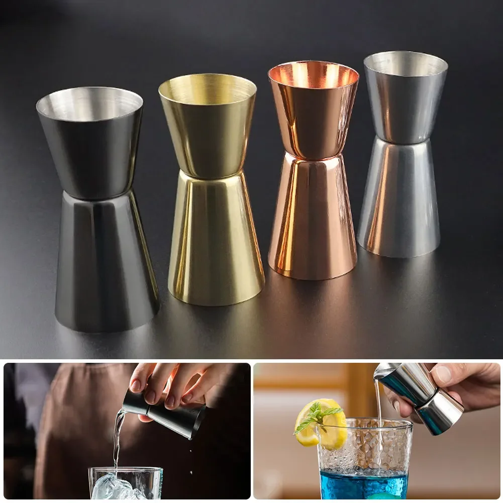 Cocktail Shaker Measuring Jigger Stainless Steel Measuring Cups 15/30ml or 25/50ml Stainless Steel Cocktail Shaker Measure Cup Dual Shot Drink Spirit Measure Jigger Kitchen Gadgets