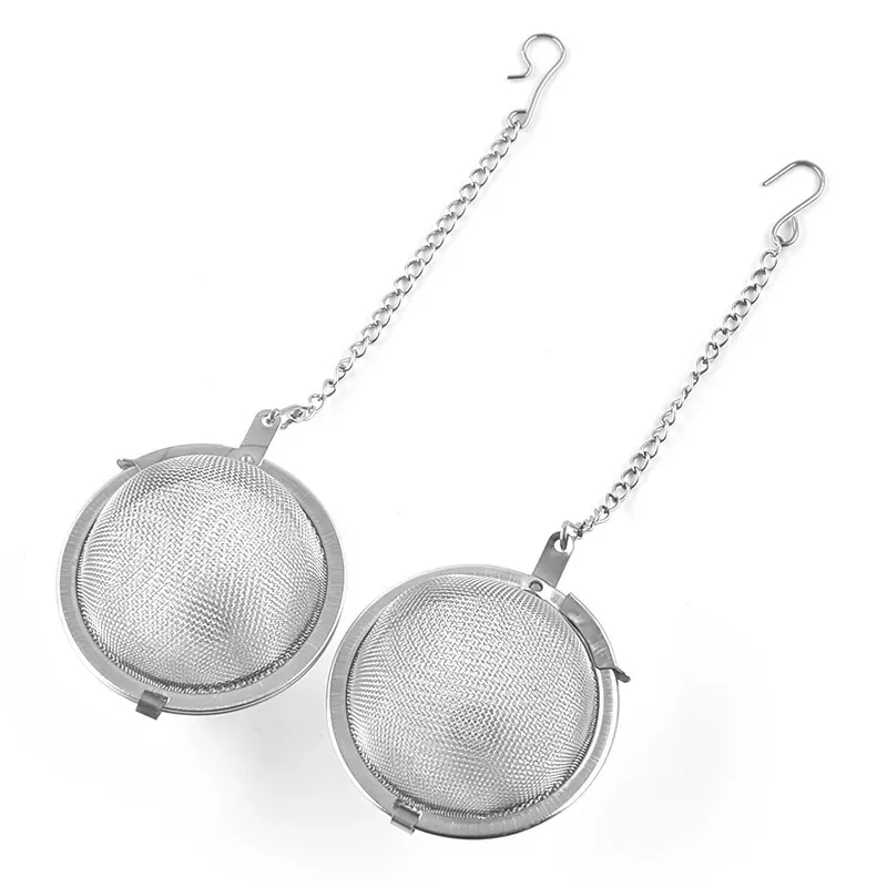 4 Sizes Durable Silver Reusable Stainless Mesh Herbal Ball Tea Spice Strainer Teakettle Locking Filter Infuser Tool