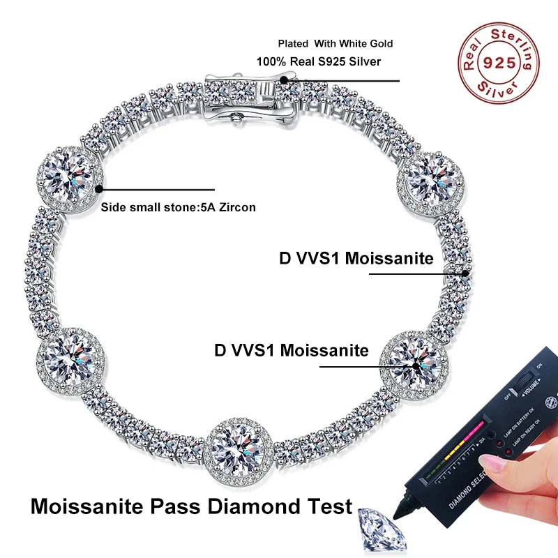 NeeTim Moissanite Tennis Bracelets for Women Sparkling Diamond 925 Sterling Silver with White Gold Plated Luxury Jewellery Gift NeeTim Moissanite Tennis Bracelets for Women Sparkling Diamond 925 Sterling Silver with White Gold Plated Luxury Jewellery Gift