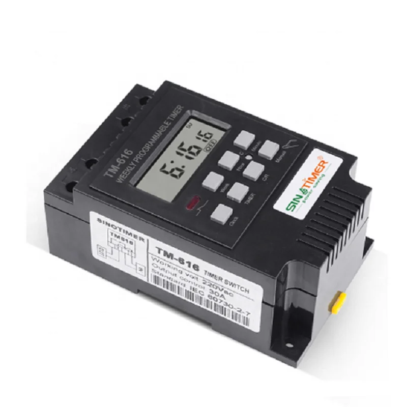 TM616 30AMP 4PINS 7 Days Programmable Timer Din Rail Mount Timer 220v ac Programmable Relay TM-616