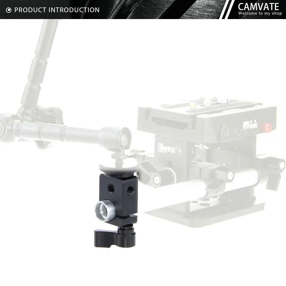 15mm Single Rod Clamp Adapter With Adjustable Khumbscrew & 1/4" Threaded Holes F