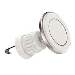 Premium Magnetic Car Phone Holder with Metal Hook - Single - Hand Operation (White)