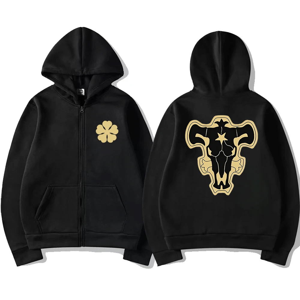 

Hot Anime Black Clover Hoodies Coat Funny Asta Graphics Logo Print Men Women Zipper Jacket Tracksuit Coat Spring Black Jacket