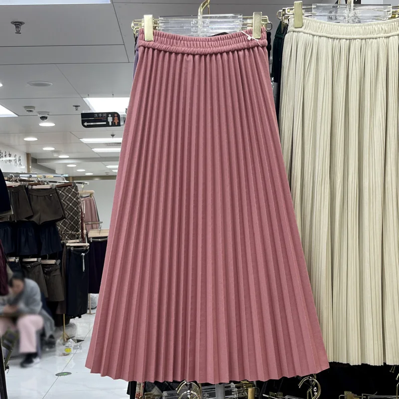 

Longskirts for Women 2023 Autumn Skirts Womens High Waist A-line Skirt Female Casual Almighty Pleated Korean Fashion Dropship