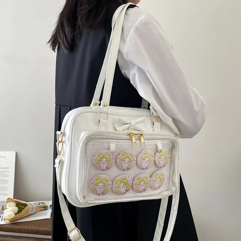 Japanese Cute Transparent Patent Leather Itabag Fashion Girls JK Shoulder Bag Student Personality Crossbody Bag Ita Bag Handbags