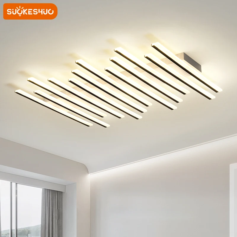 

SUOKESHUC Modern Fishbone LED Lamp 50-110CM Remote Control Dimmable Bedroom Livingroom Home Decor Lighting Indoor Ceiling Light