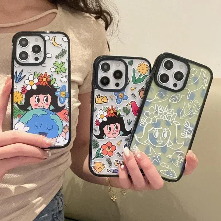 

Environmental Protection Acrylic Black Border Phone Case Cover for IPhone 11 12 13 14 15 Pro Max Case