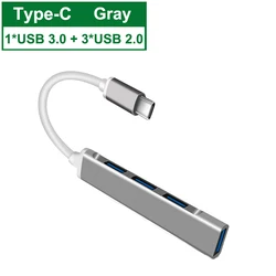 7 - Port High - Speed USB Hub with USB - C and USB - A Connectivity (4 Ports TYPE - C Gray)