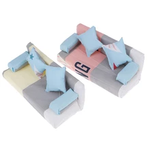 

1Set New Cute Miniature Cloth Sofa With 2 Cushions For Doll Kid's Play House Toys Doll House Furniture Random Color