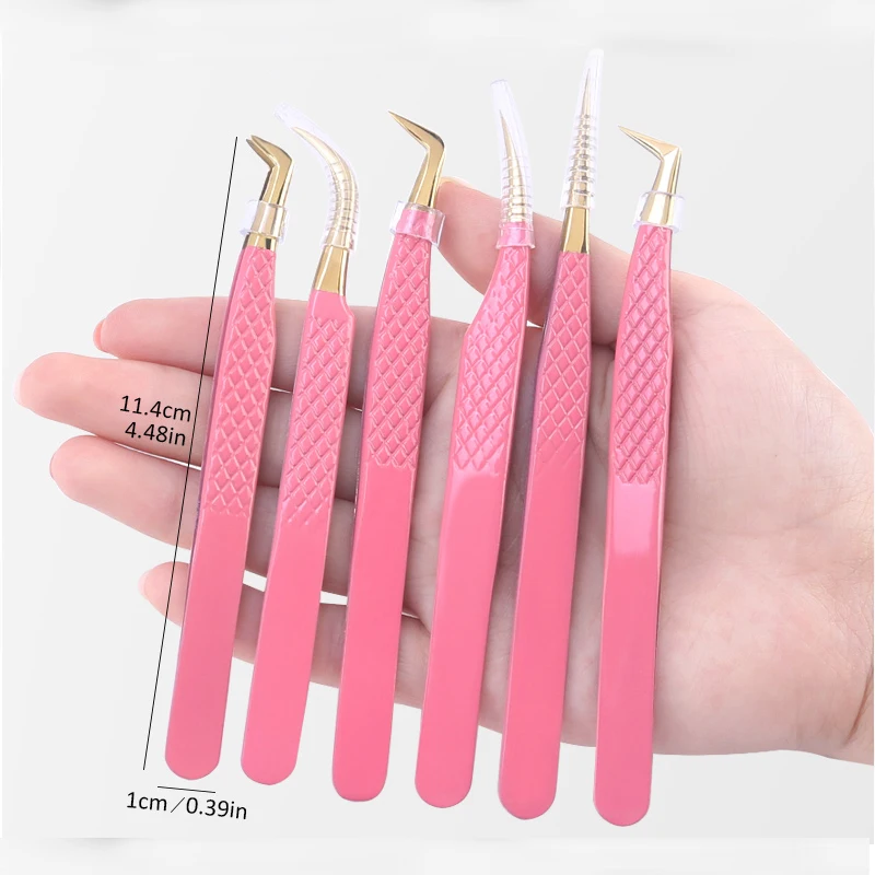 New 1Pc Eyelash Tweezers Anti-static Non-magnetic Professional Pincet 3D Eyelash Extension Tweezer 100% Closure Makeup Tool 6