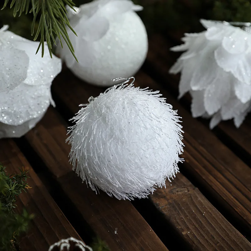 White Christmas Ball Christmas Tree Hanging Pendant Flower Foam Snow Balls for Home Xmas Decoration 2026 New Year