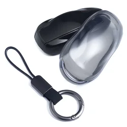 Sleek Black Transparent Car Key Fob Case Cover Protector (1x Key Case Keychain)
