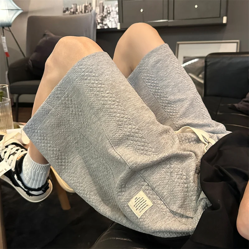 

Summer Men's Letter Jacquard Shorts American Casual Basketball Bermudas Masculina High Street Elastic Waist Baggy Short Pants