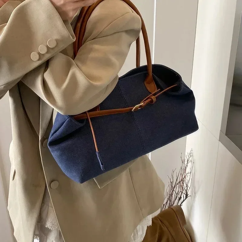 Borsa a Spalla in Denim alla Moda e Versatile per Donna 2026, Borsa Casual di Alta Qualità a Grande Capacità con Tracolla Singola - immagine 3