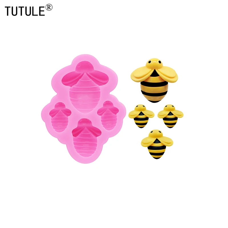 Silicone Mold 3D Honeybee Keychain Earrings DIY Clay Epoxy Resin Accessories Cake Chocolate