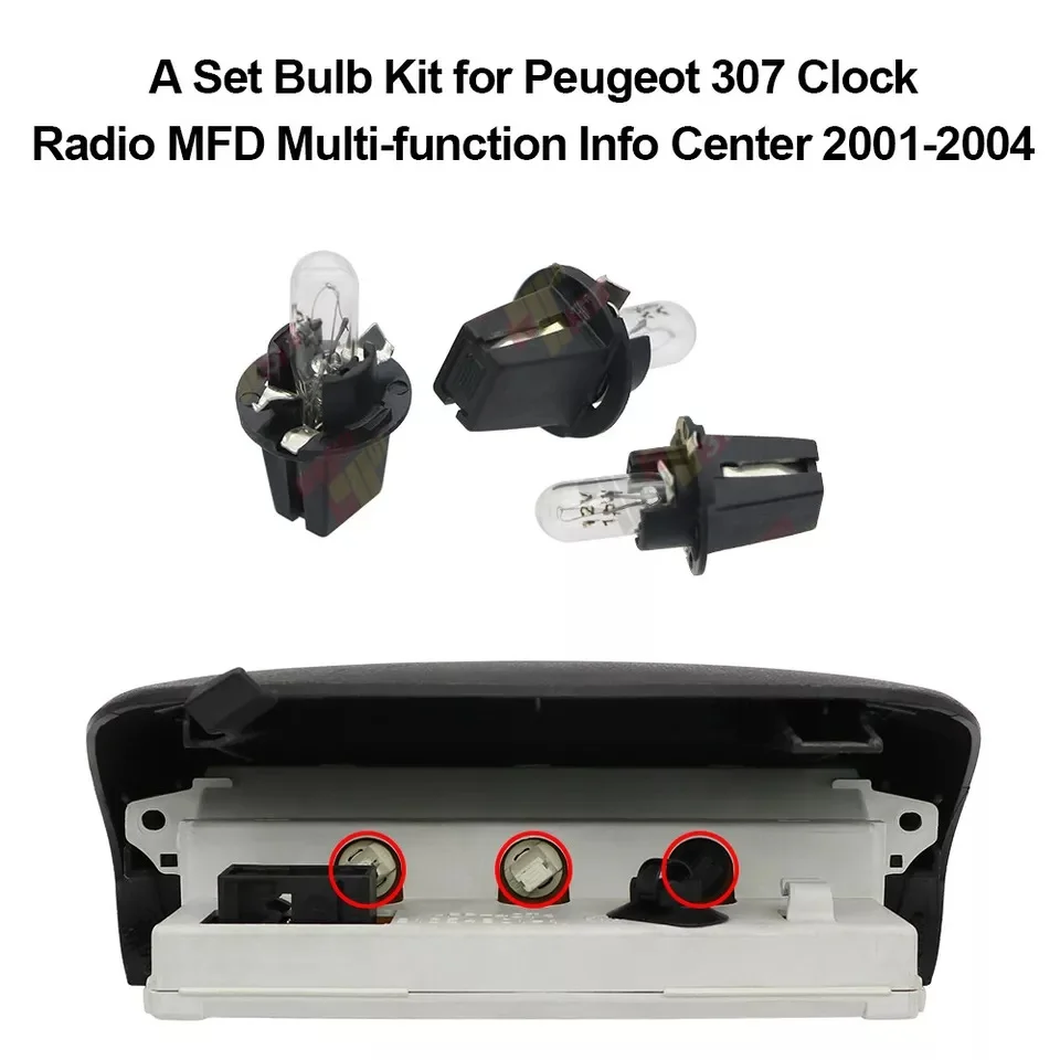 3 Stück Center Dashboard Glühbirnen-Set für Peugeot Radiowecker Multifunktions-Inspo