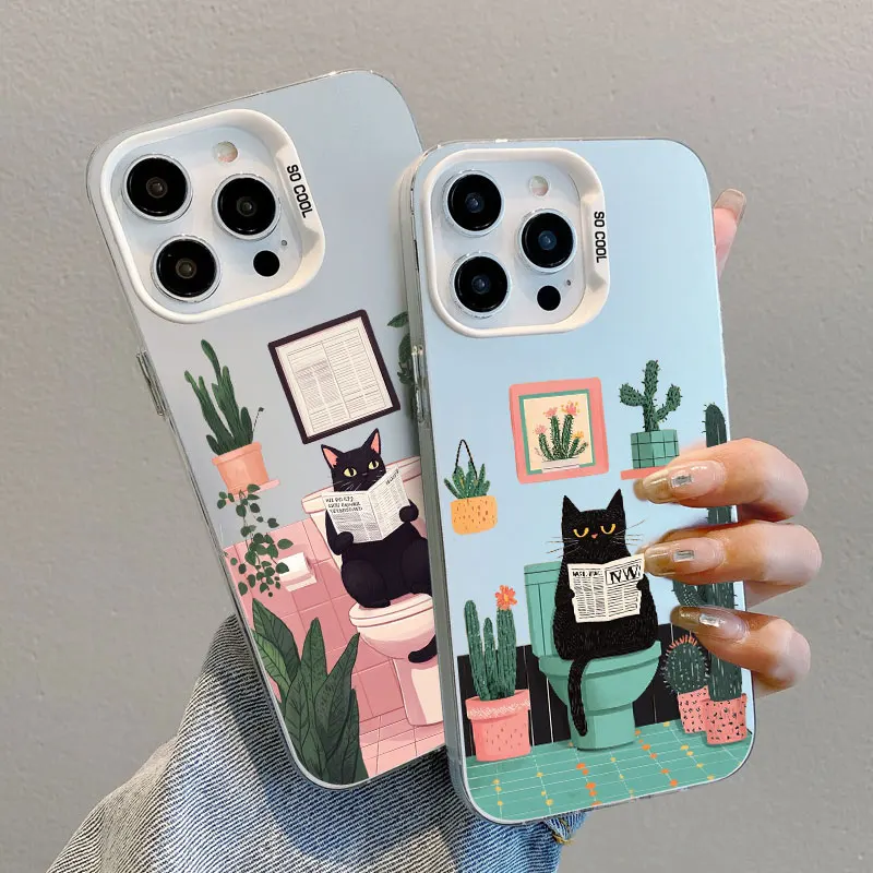 Lovely Cartoon Cat Laser Phone Case - Shockproof Protective Cover
