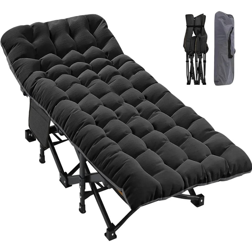 Oversized XXL Folding Camping Cot W/Mat for Adults, 78" L x 32" W x 18" H, Heavy Duty Outdoor Bed with Carry Bag