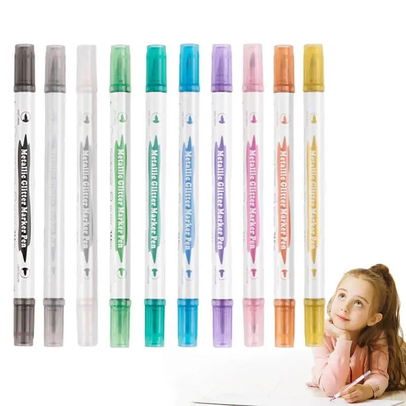 

Marker Pens 10 Colors Dual Head Paint Marker Permanent Marker Pen DIY Art Marker Stationery Office Supplies