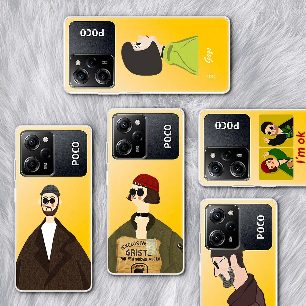 Cute Killer Leon Uncle Girl Cover Per Xiaomi Poco X5 F3 X3 Gt M5 M5S Pocophone F1 F2 M3 X4 Nfc M4 M2 Pro Tpu Clear Phone Case