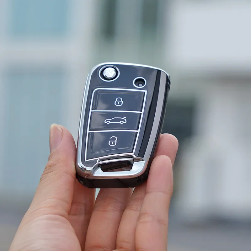 Key Case Cover Soft TPU Car Key Cover Case Fob Holder for VW Polo Skoda Octavia A7 Kodiaq Seat Ateca Leon Golf 7 MK7 VII Tiguan