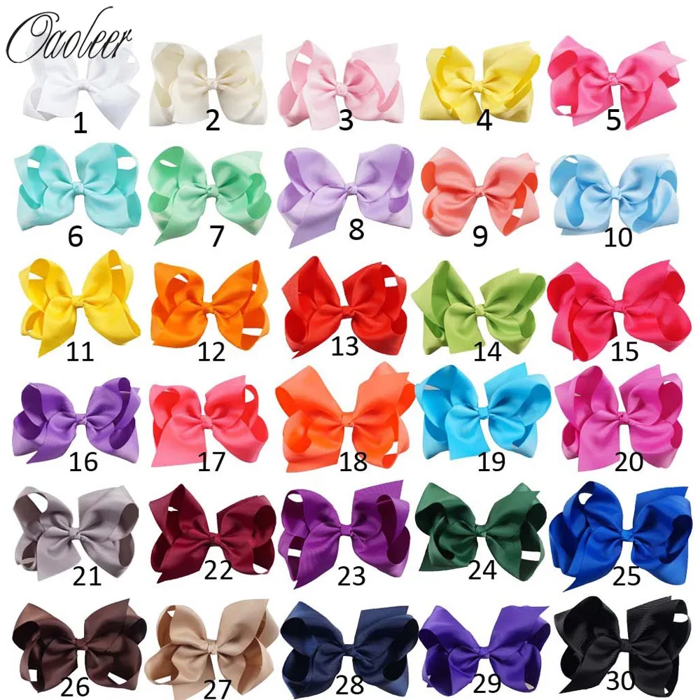 

30Pcs/lot 6 Inch Hair Bows For Girls Big Grosgrain Girls Hair Bows Alligator Clips For Teens Kids Toddlers Customized Wholesale