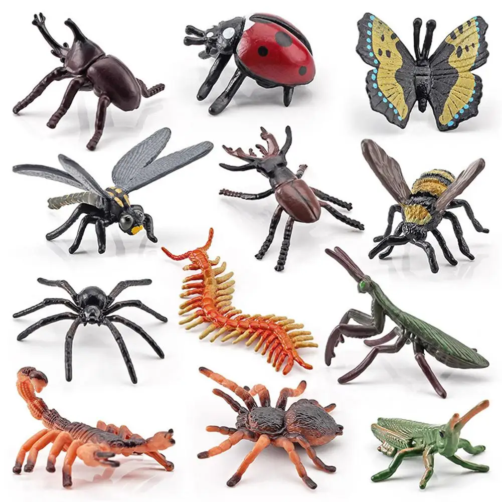 

12pcs Simulation Insect Action Figures Set Butterfly Spider Ladybird Mantis Scorpion Model Toys For Gifts