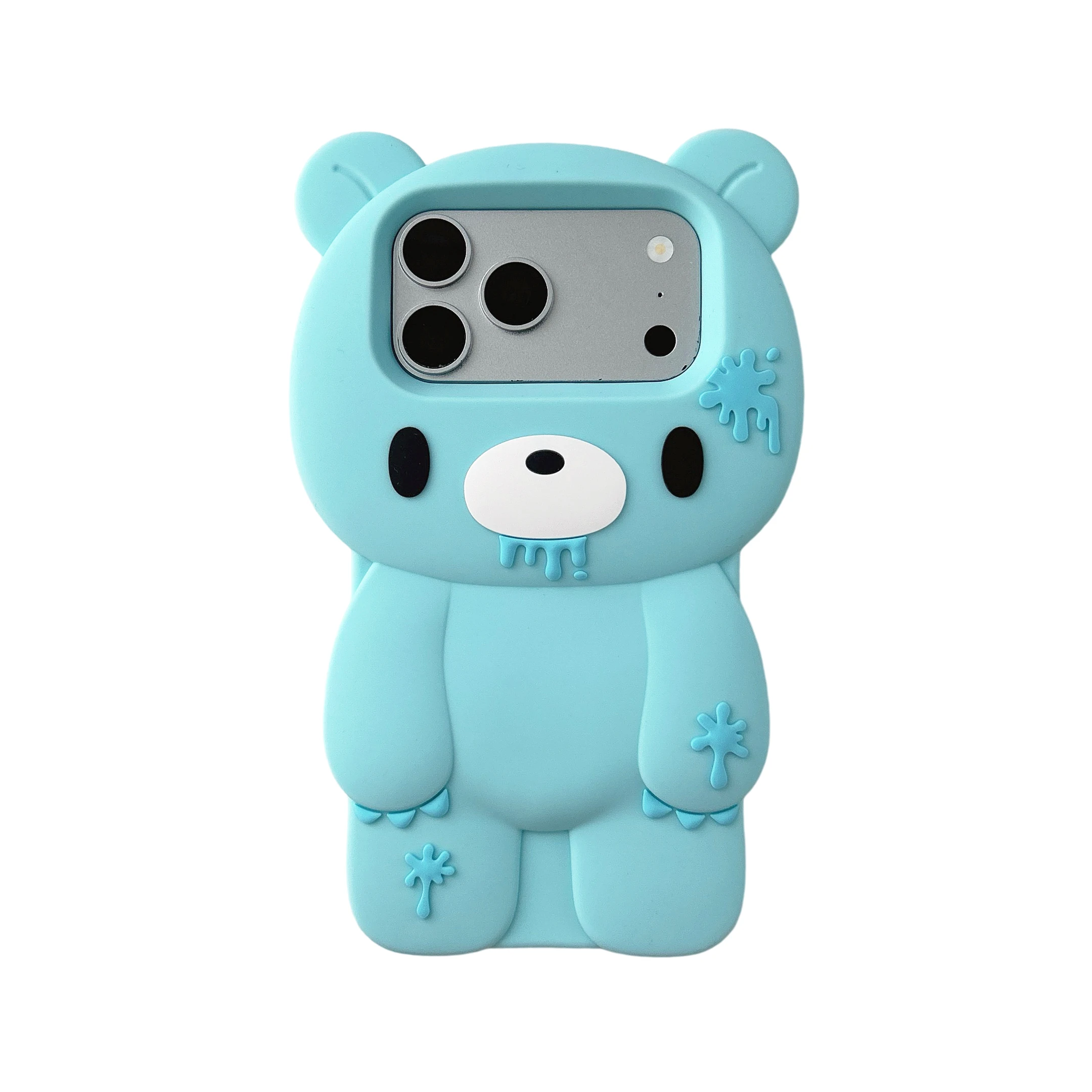 3D Cartoon Cute Blue Bloody Bear Soft Silicone Phone Case