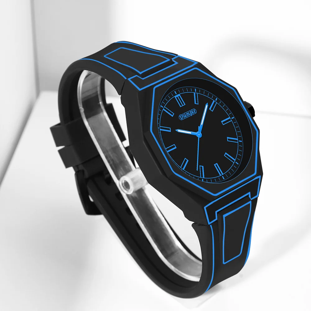 Fashionable Men's Simple Watch Date Function Preppy Style Quartz Wrist Watch - Silicone Strap,(Gift box does not include)