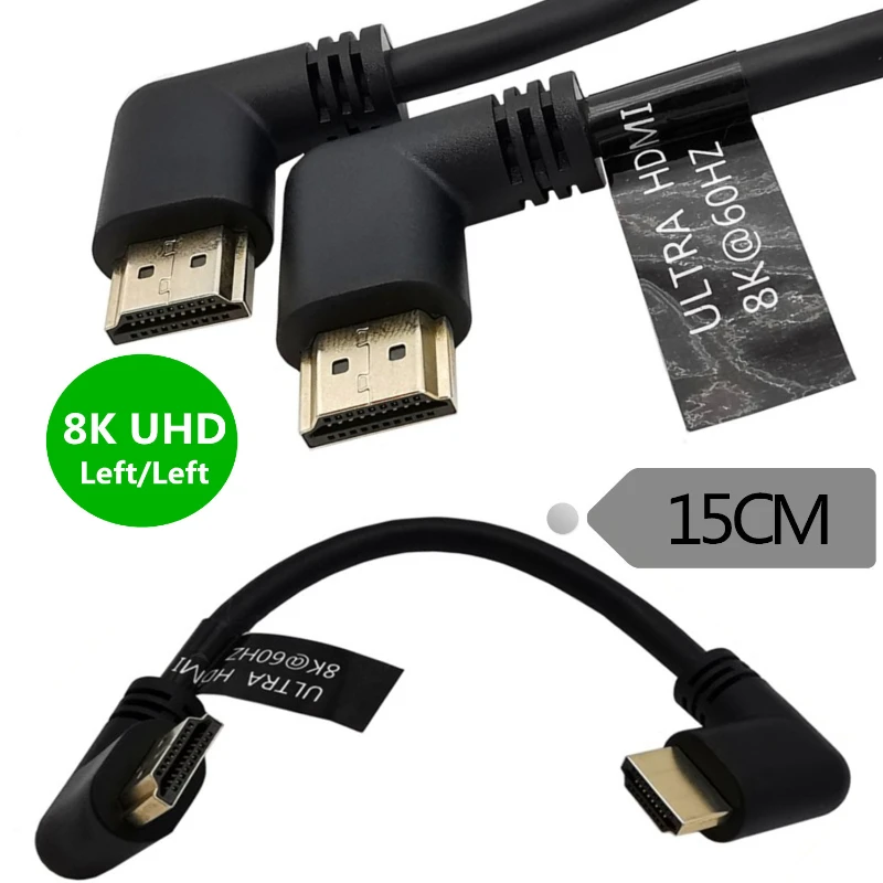 8k Short Double Right Angle Elbow Hdmi-compatible Cable Line 90 Degree Left Right Bend Ultra Hd Line Cable Wire Cord 2.1v Uhd Hd