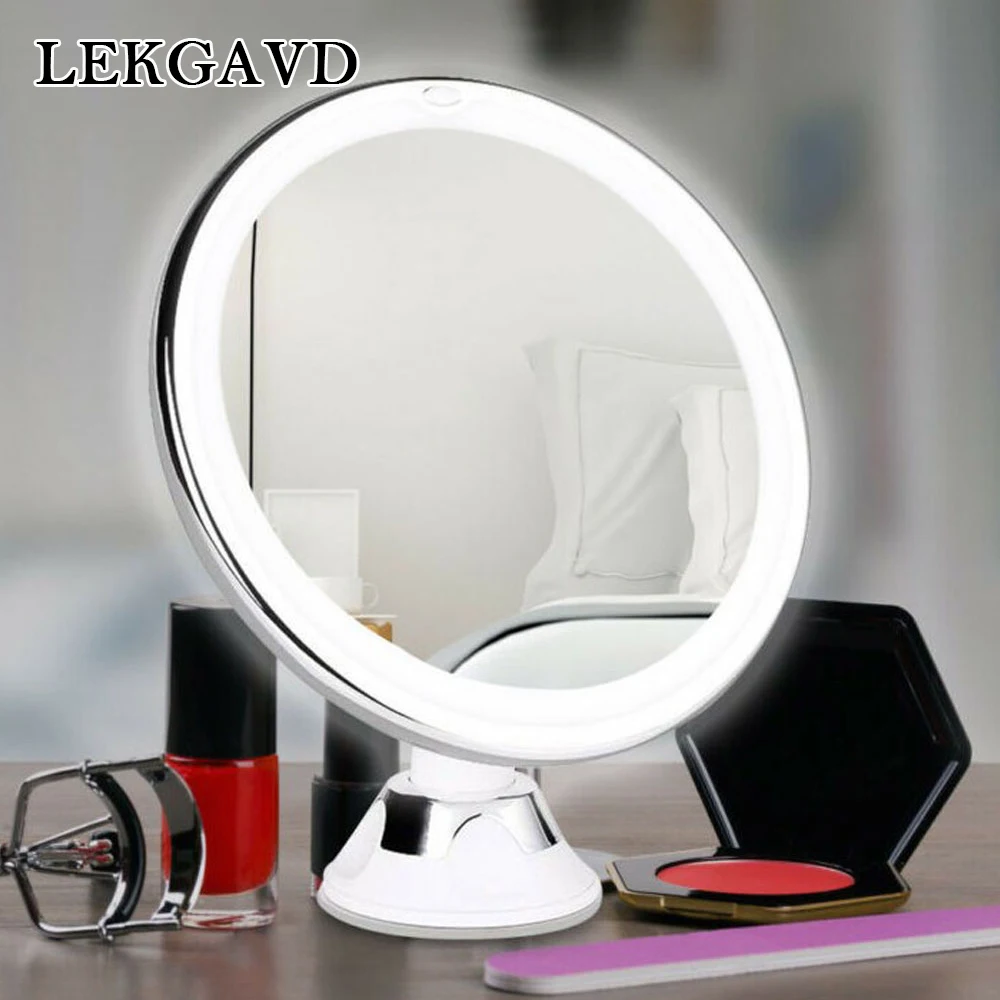 Makeup Mirror 10x Led Light Magnifying Mirror 14 Led Light Wall Suction Cosmetic Vanity Table