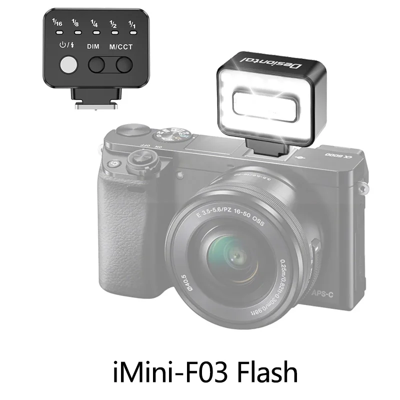 iMini F03 Flaş Speedlite Kablosuz Kamera Flaşı GN10 Dolgu Işığı 300mAh Canon Fujifilm Sony Nikon Olympus Hot Shoe Kameralar için