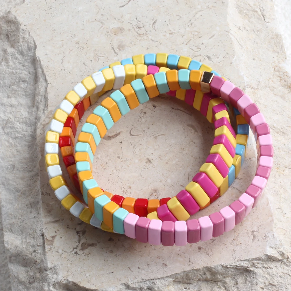 Womens TILA Beads Strand Bracelet Handmade Stack Friendship Stretch  Bracelets Candy Colors - AliExpress