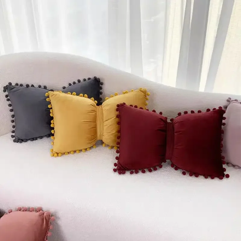 Velvet Bow Throw Pillow 2