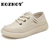 Koznoy 3.5cm Cow Genuine Leather Women Flats Fall Vulcanize Chunky Sneaker Loafer High Brand Platform Slippers Autumn Shoes 1