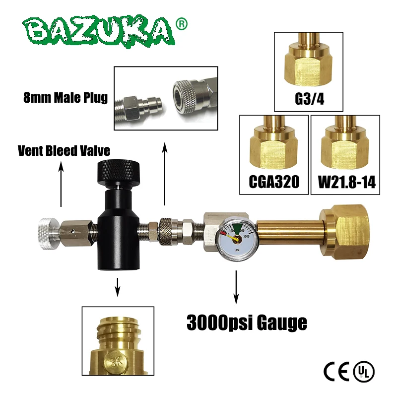 

Soda Water Accessory Sparking Water Maker Cylinder Tank CO2 Filling Station Refill Adapter Connector W21.8-14 or G3/4 or CGA320