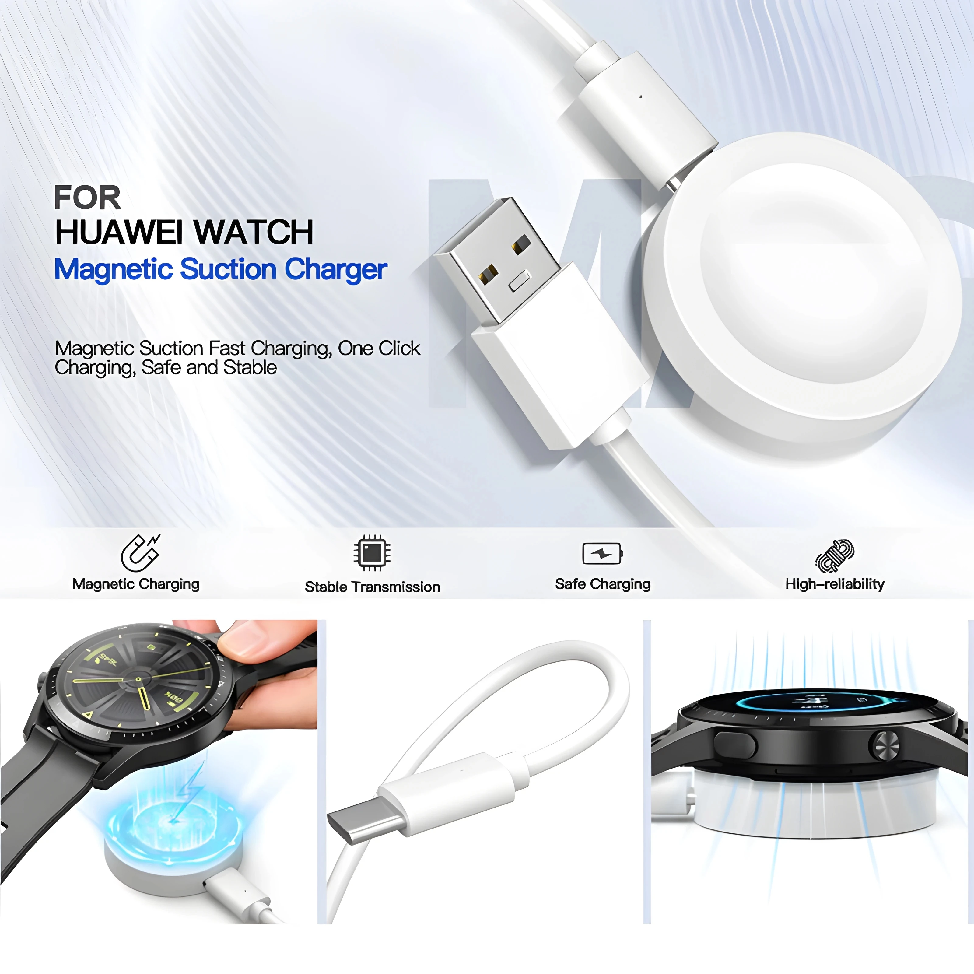 Magnetic Wireless Charger For Huawei Watch 4 GT4 GT3 USB