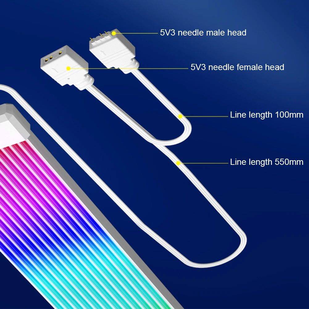 COOLMOON RGB 마더 보드 익스텐션 케이블, 유연한 LED 스트립 조명, 컴퓨터 전원 공급 장치용 DIY 키트, ARGB 동기화, 8 핀, 24 핀, 5V, 3 핀