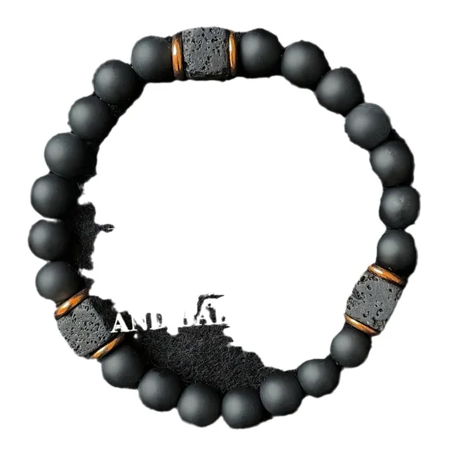 Bracelet en pierre volcanique pour hommes, 1 pièce, avec Agate noire carrée, bijoux à la mode adaptés à la thérapie magnétique des messieurs modernes 5 Bracelet en pierre volcanique pour hommes, 1 pièce, avec Agate noire carrée, bijoux à la mode adaptés à la thérapie magnétique des messieurs modernes 5