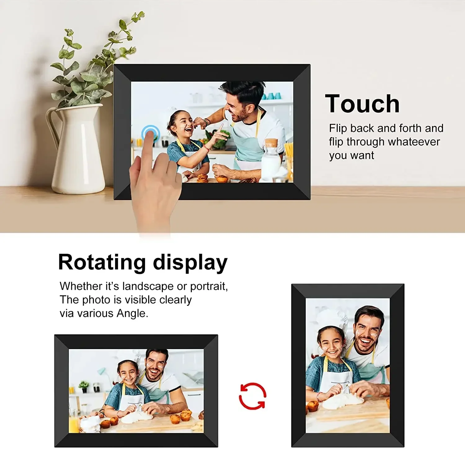 WiFi Frameo Digital Photo Frame 10.1 Inch 32GB/64GB Smart Digital Picture Frame with 1280x800 IPS HD Touch Screen view 4