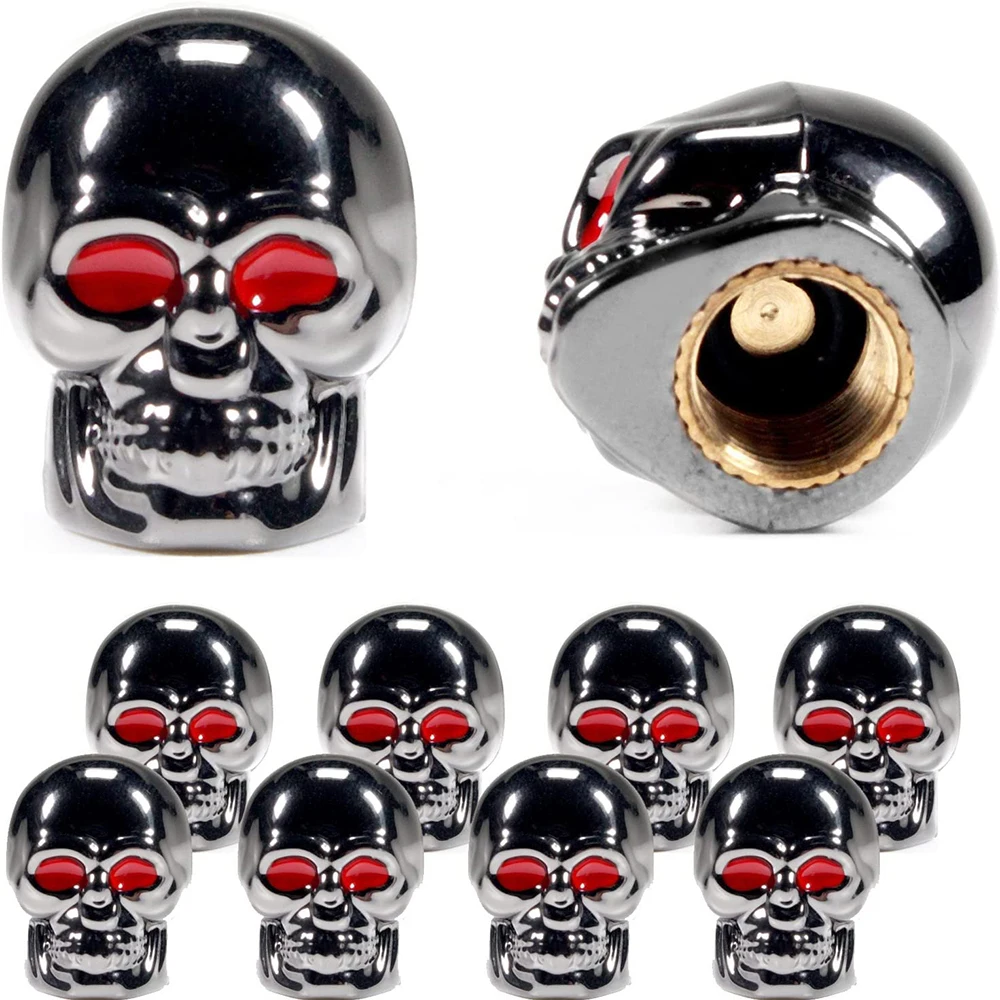 

Valve Stem Caps Skull Style Valve Caps Antirust Copper Core Design Tire Stem Caps for Cars Trucks Motorcycles SUVs and Bikes