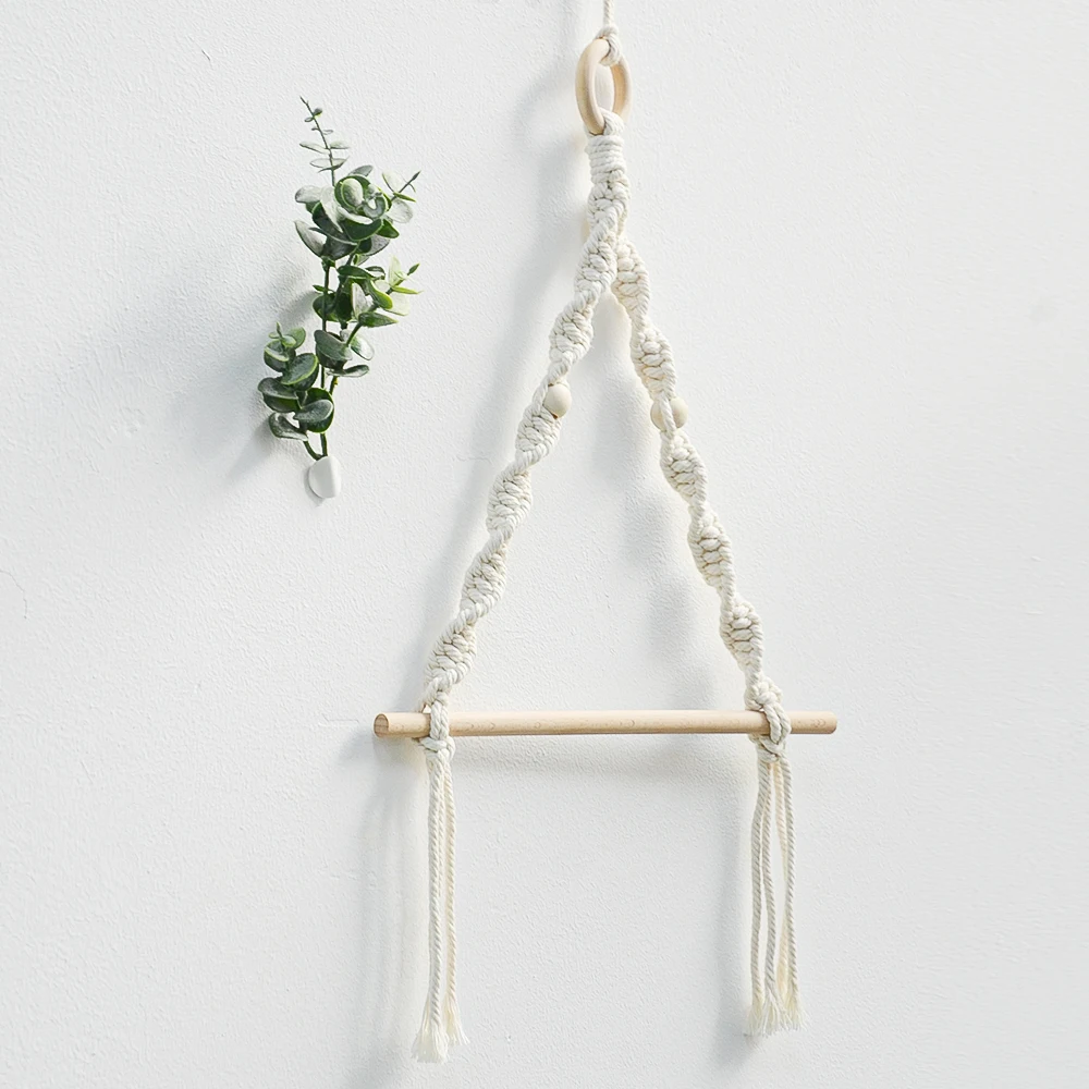 Paper Towel Holder Bohemian Hand-woven Wall-mounted Wooden Bead Roll Paper Rack Towel Rack Homestay Tissue Storage Wall Home Decoration